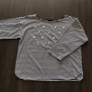 Banana Republic navy stripe boat neck top